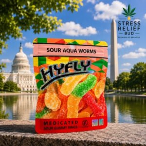 HYFLY Sour Aqua Worms – 600MG Gummies