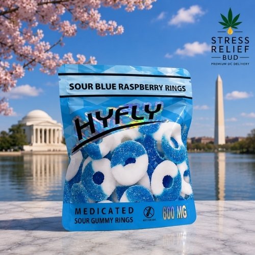 HYFLY Sour Blue Raspberry Rings – 600MG Medicated Gummies