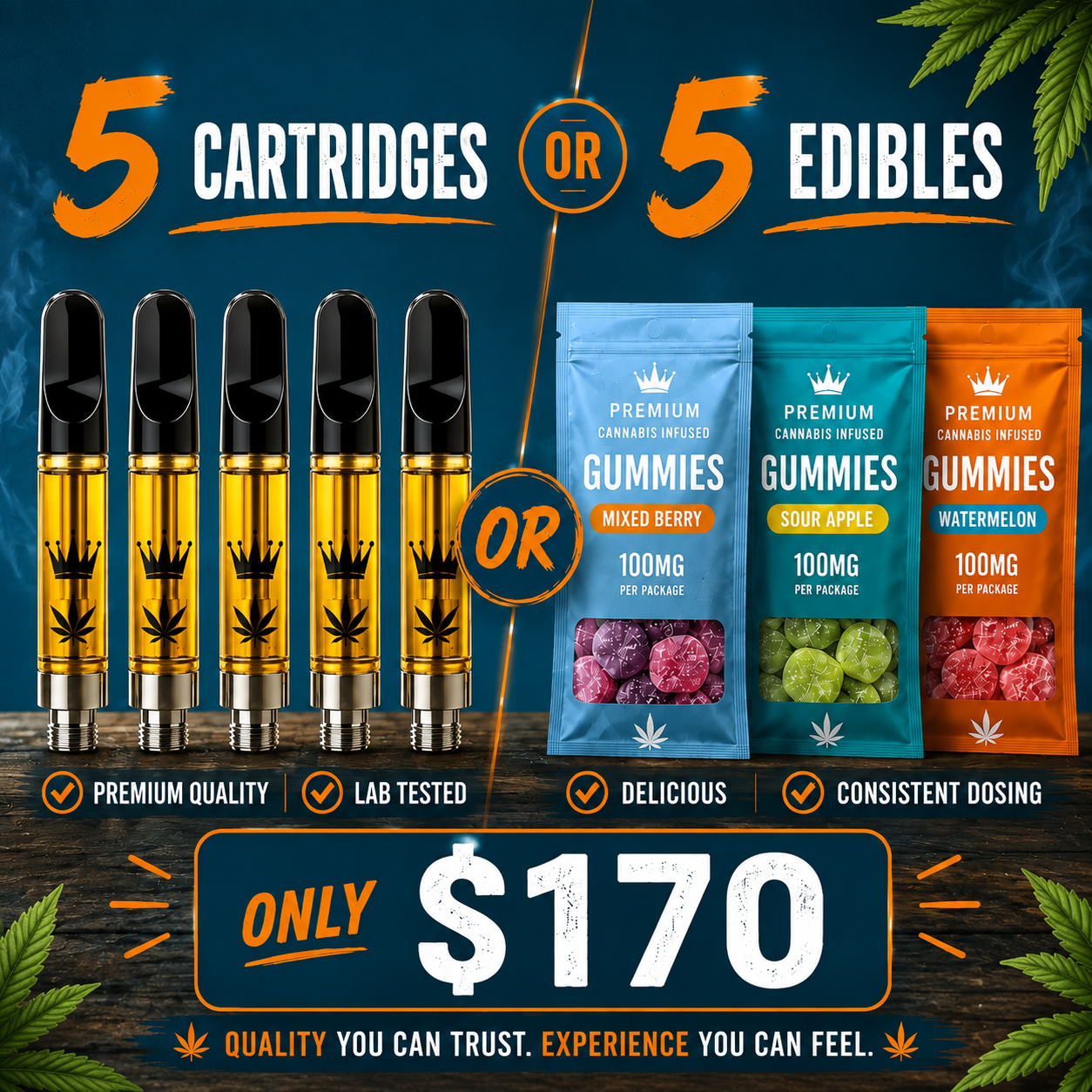 5 Cartridges and 5 Edibles deal